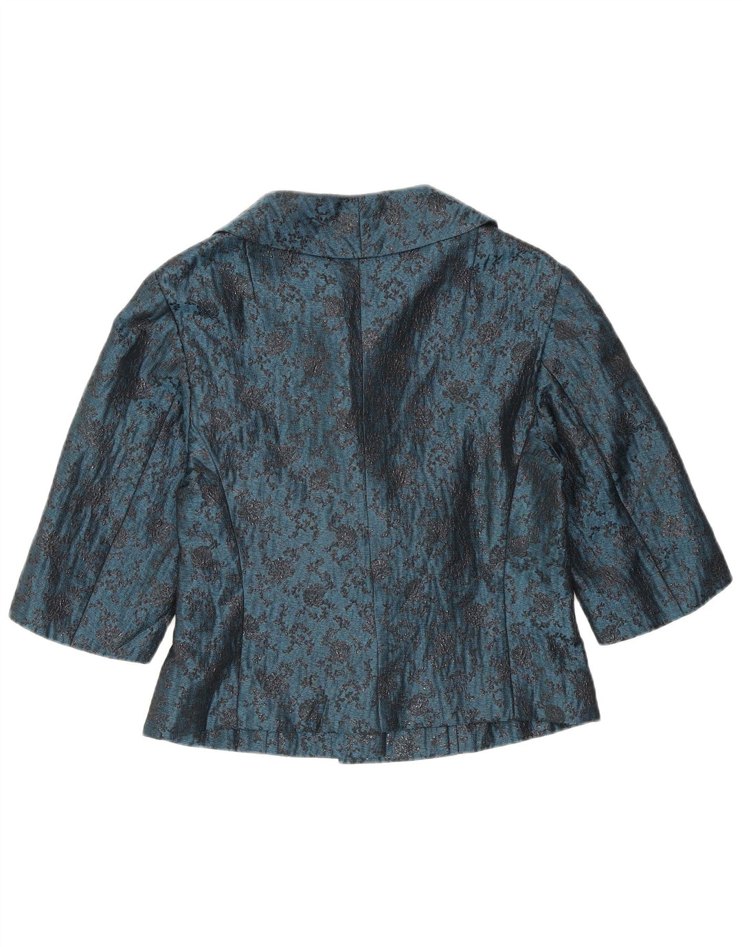 Vintage Damen 2-Knopf-2-teiliges Set UK 12 Mittelblau geblümt