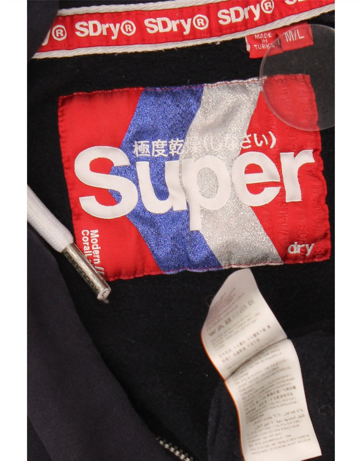 Superdry Herren-Kapuzenpullover mit Grafik, übergroß, mit Reißverschluss, UK 14, Mittelmarineblau