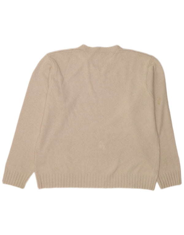 Tommy Hilfiger Herren V-Ausschnitt Pullover Pullover XL Beige Baumwolle