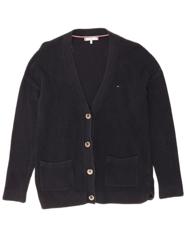 Tommy Hilfiger Damen-Cardigan-Pullover UK 14 Mittelmarineblaue Baumwolle