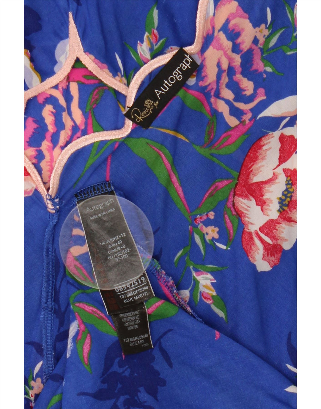 Marks & Spencer Damen Autograph Sommerkleid UK 12 Mittelblaues Blumenmuster
