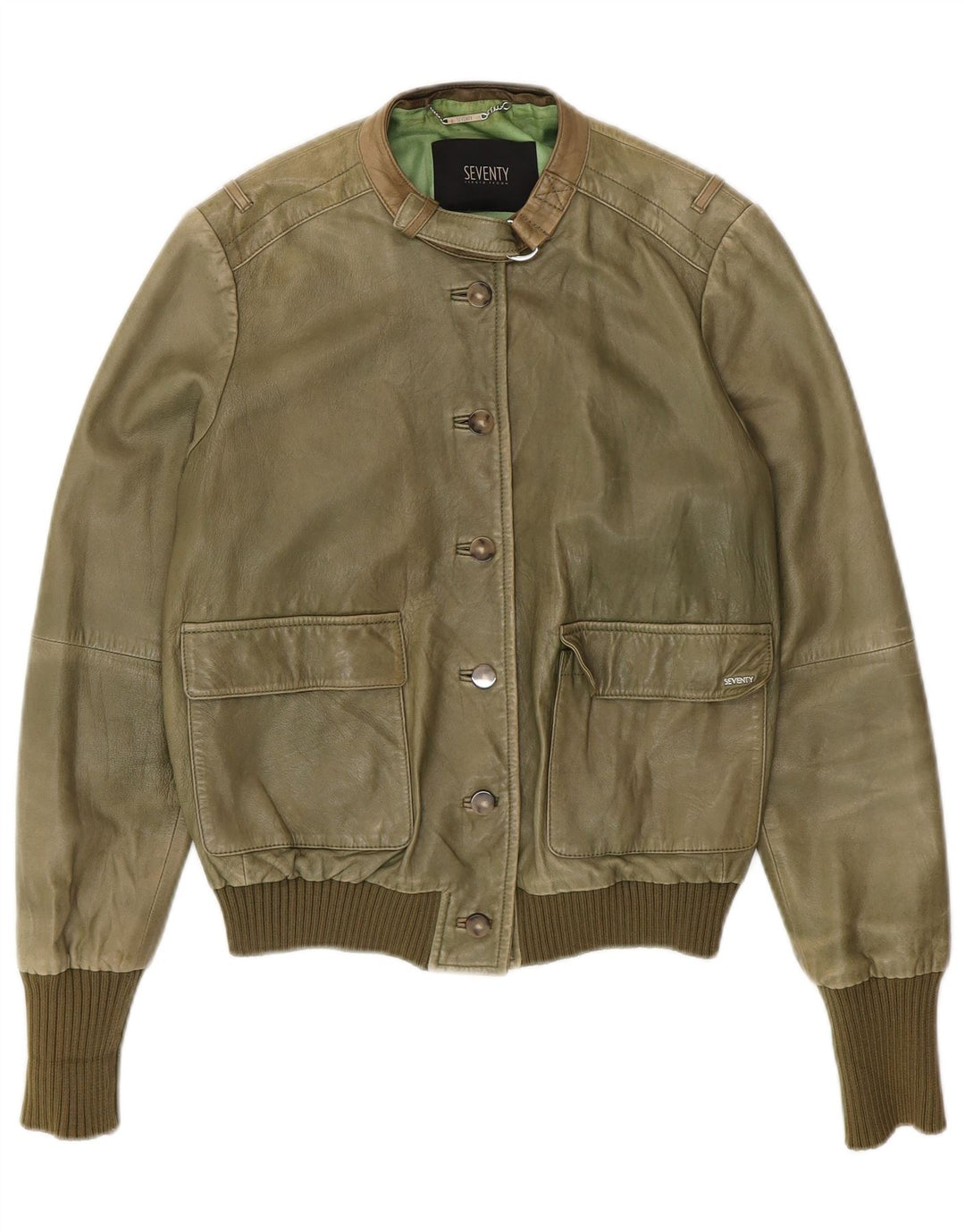 Seventy Damen Lederjacke IT 42 Mittelgrünes Leder