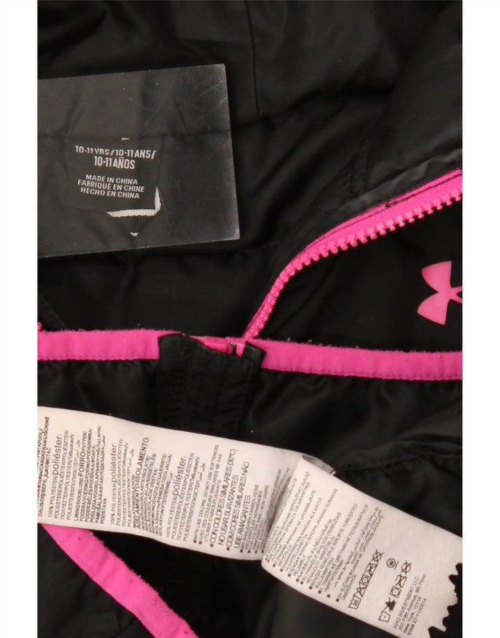 Under Armour Girls Graphic Hooded Wattierte Jacke 10–11 Jahre, schwarzes Polyester