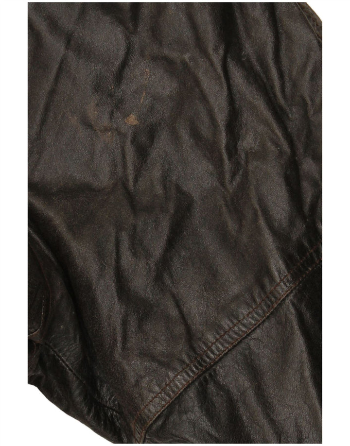 VINTAGE Damen Zweireihiger Ledermantel EU 38 Mittelbraunes Leder