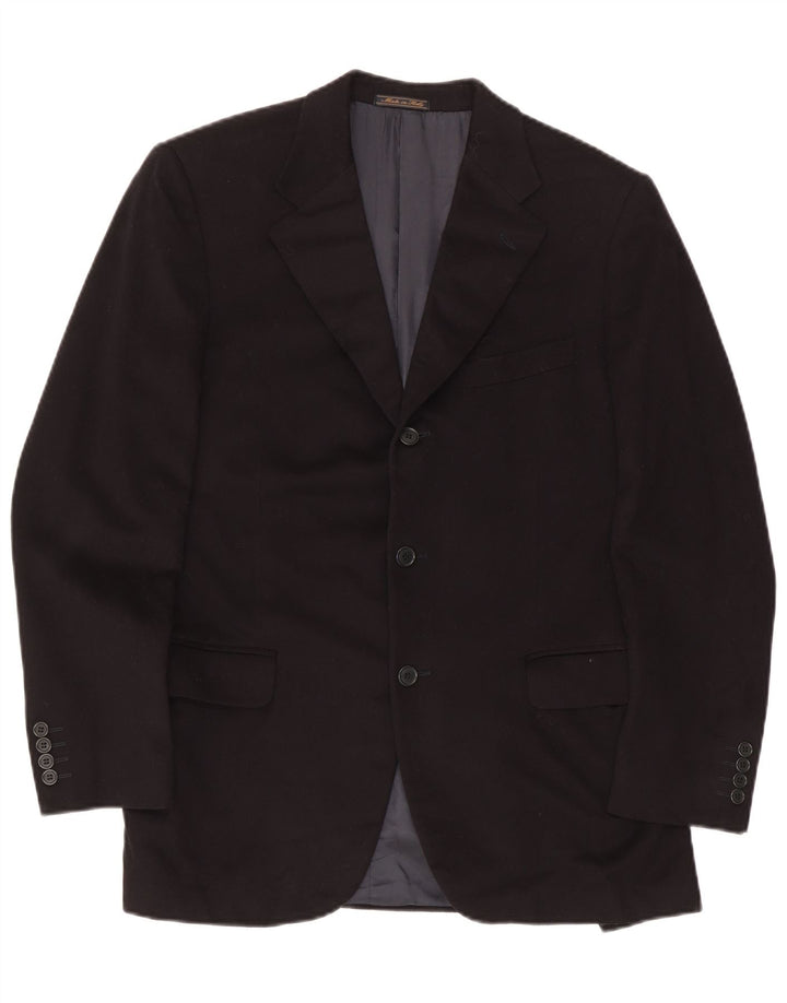 Loro Piana Herren-Blazer mit 3 Knöpfen, IT 48, mittelschwarz, klassische Schurwolle