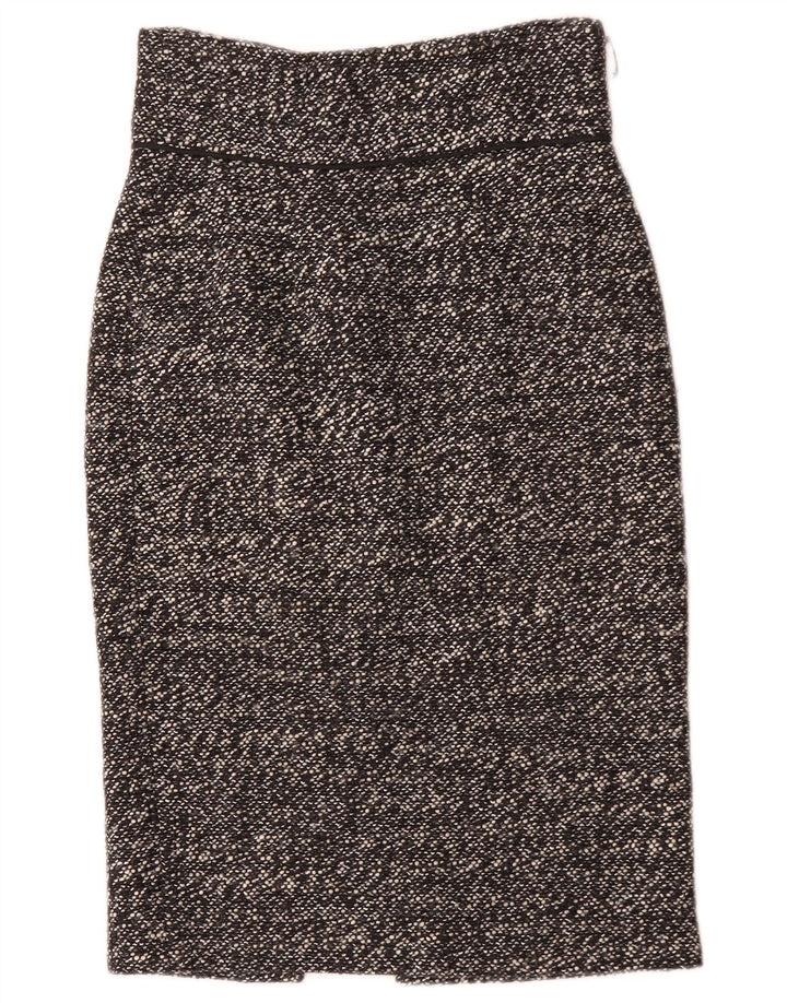 Zara Damen Bleistiftrock Small W26 Schwarz geflecktes Acryl