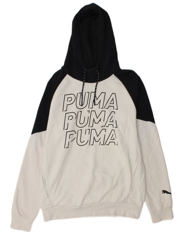 Puma Herren Graphic Hoodie Pullover Small Weiß Colourblock Baumwolle