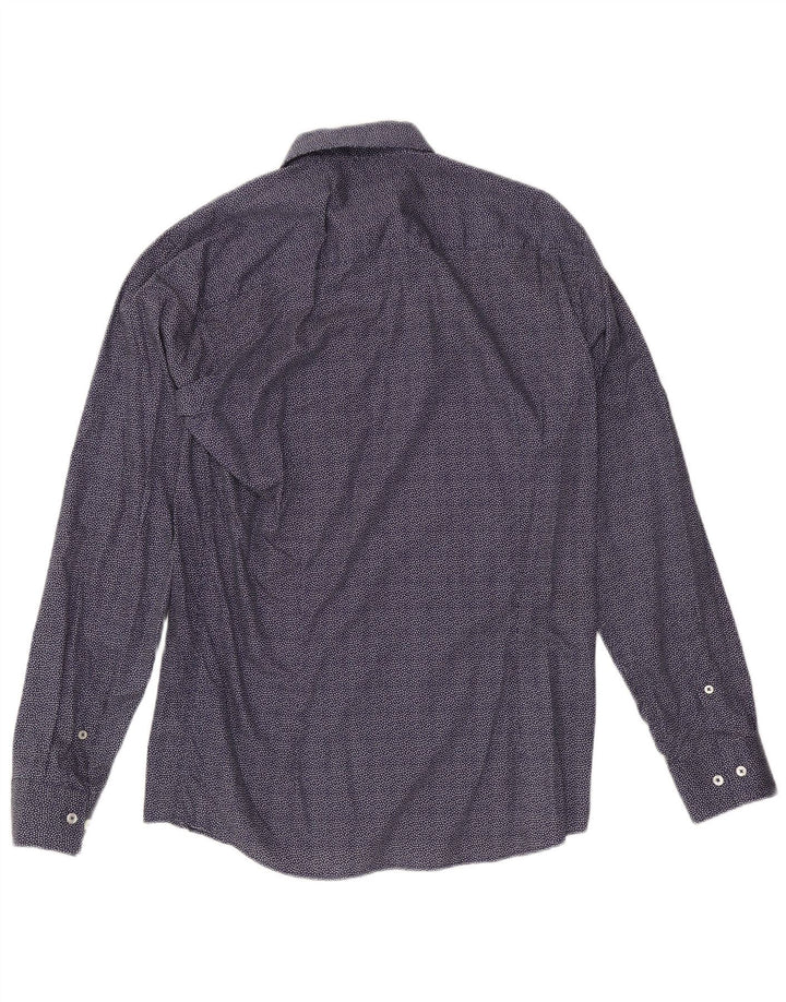 Calvin Klein Herren-Slim-Fit-Hemd, Größe 41, groß, marineblau gefleckte Baumwolle