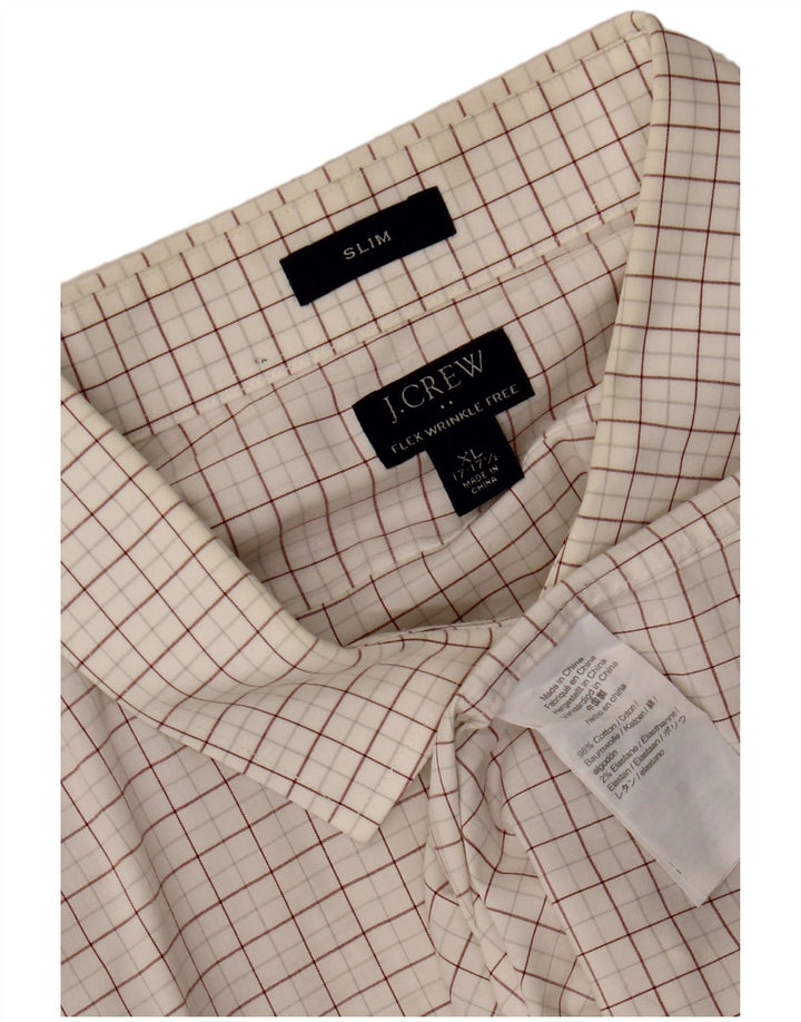 J. CREW Slim-Hemd für Herren, Größe 17 1/2 XL, weiß karierte Baumwolle