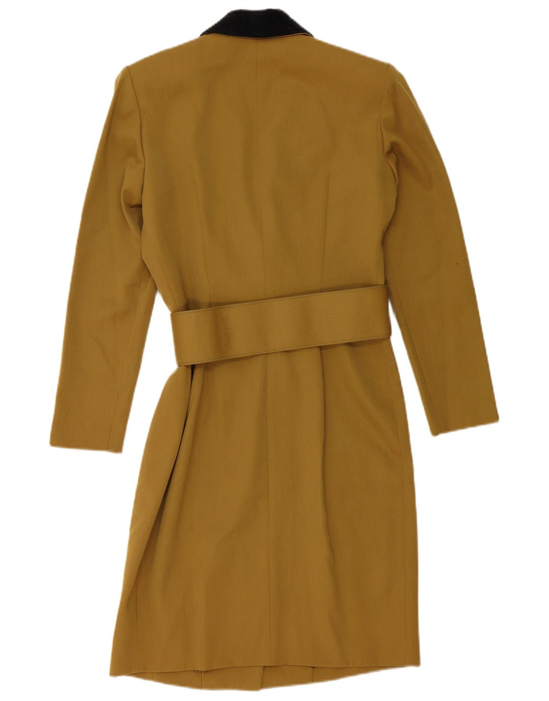 Vintage Damen Zweireihiger Mantel IT 44 Medium Khaki Colourblock Wolle