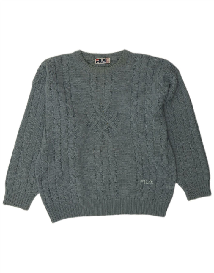 FILA Herren-Pullover mit Rundhalsausschnitt, lockere Passform, IT 50, mittelblaue Wolle