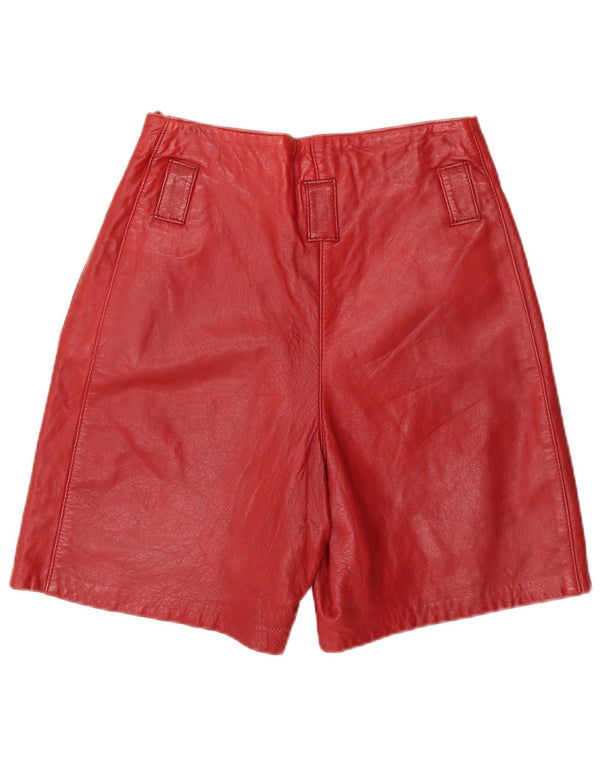 Vintage Damen High Waist Leder Casual Shorts IT 38 XS W26 Rotes Leder