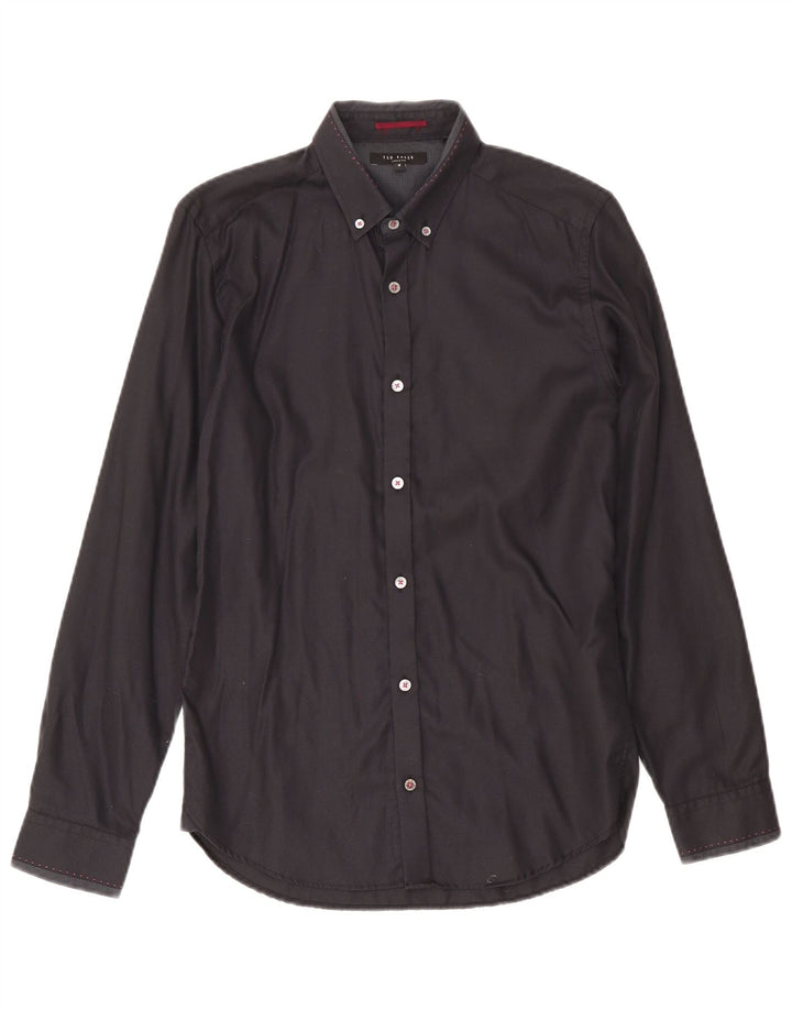Ted Baker Herrenhemd, Größe 2, klein, marineblaue Baumwolle