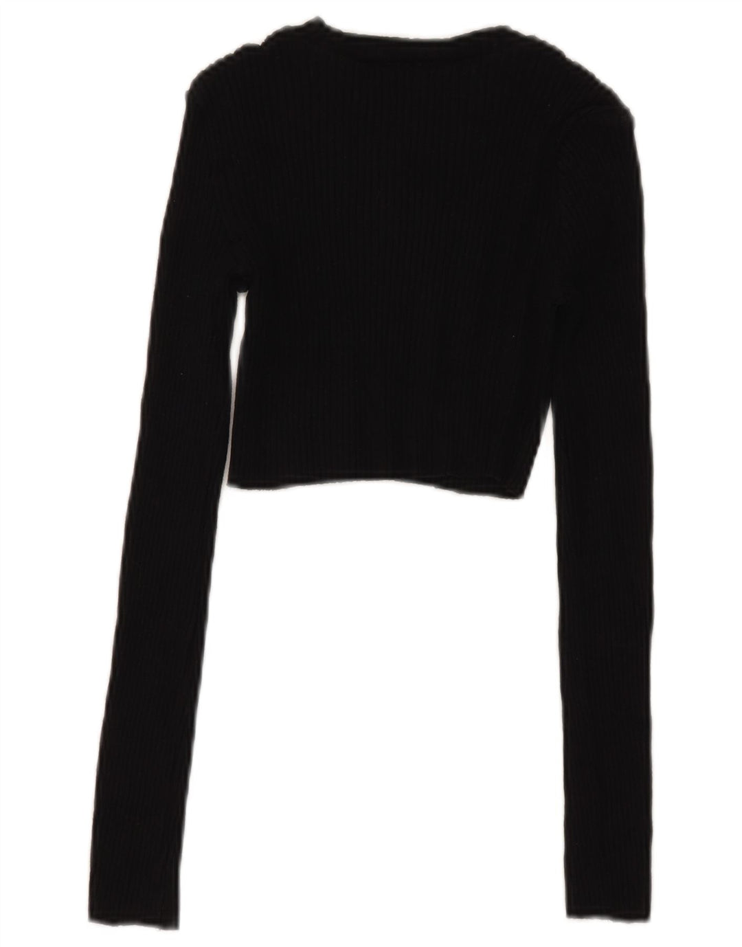 Zara Damen Crop Top Langarm UK 8 Small Schwarze Baumwolle