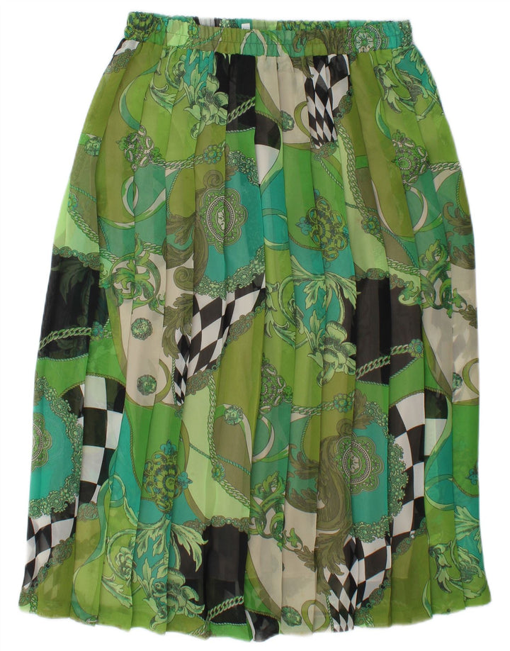 Vintage Damen Faltenrock mit hoher Taille W30 Mittelgrün Patchwork