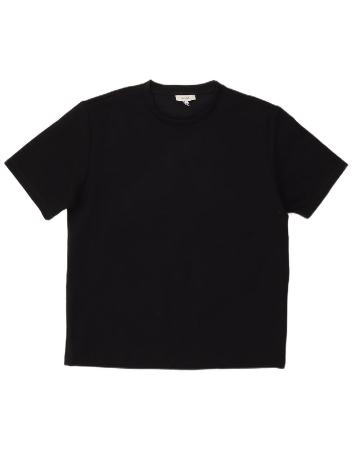 Reiss Damen T-Shirt Top UK 12 Medium Schwarz Polyester