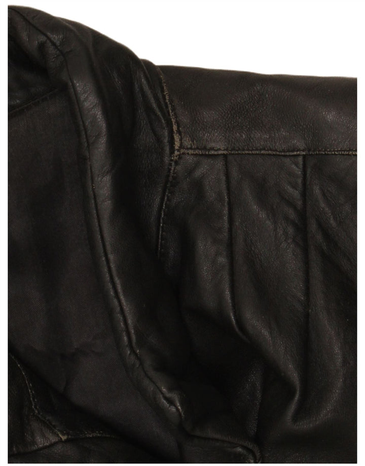 Vintage Damen Ledermantel IT 46 Großes schwarzes Leder