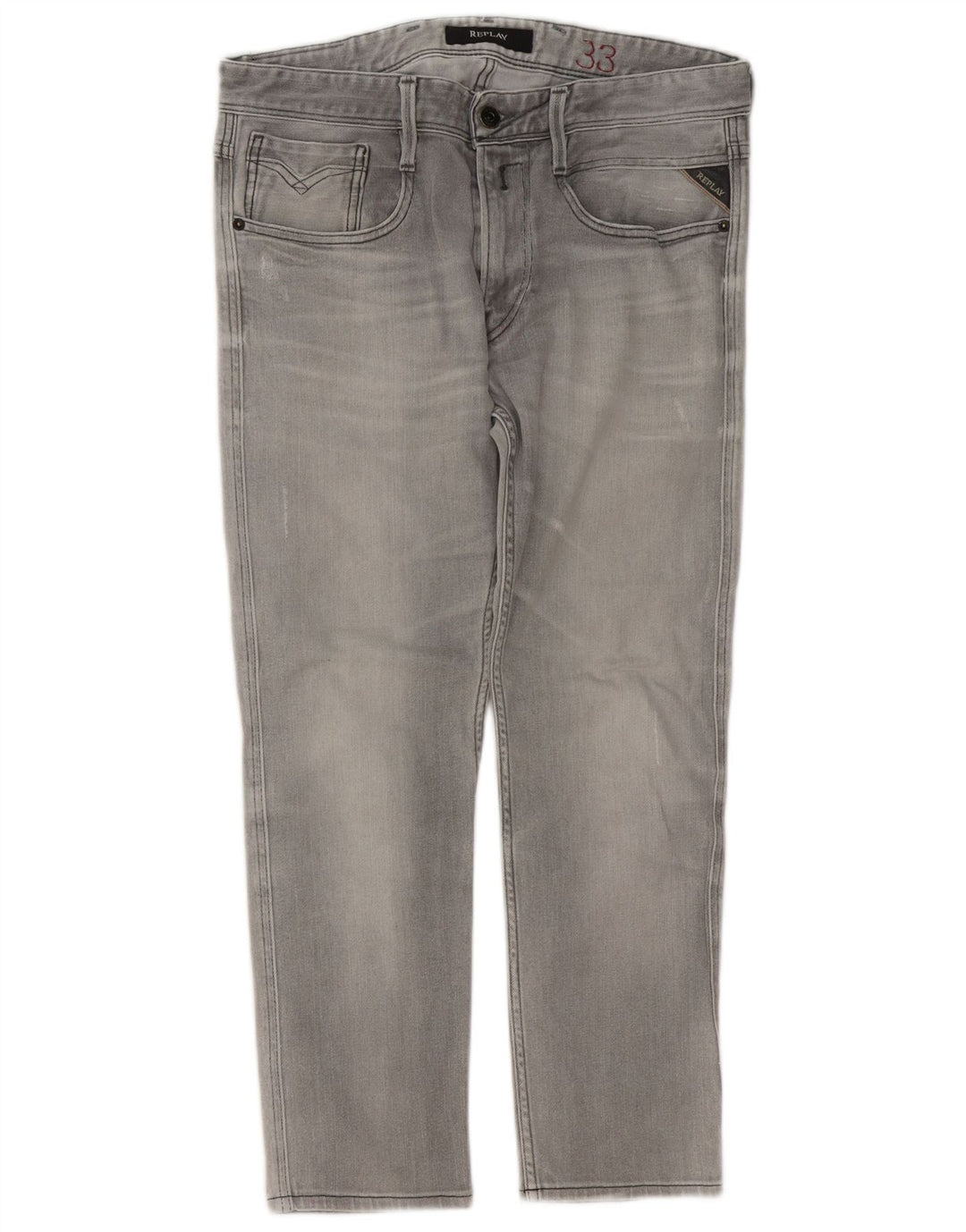 Replay Herren Distressed Slim Jeans W33 L27 Grau