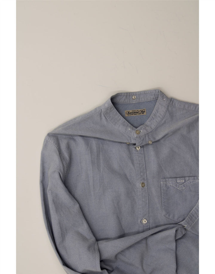 REPLAY Mens Shirt Large Blue Vintage Replay and Second-Hand Replay from Messina Hembry 