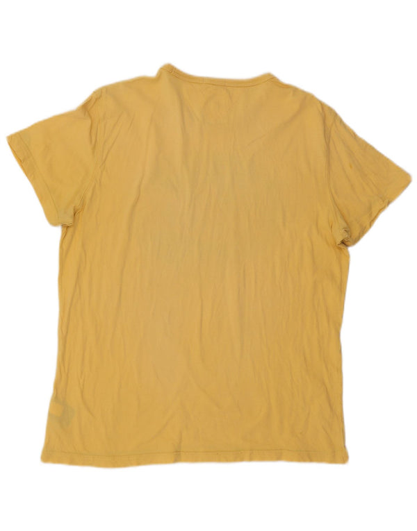Tommy Hilfiger Herren-T-Shirt mit Grafik, groß, aus gelber Baumwolle