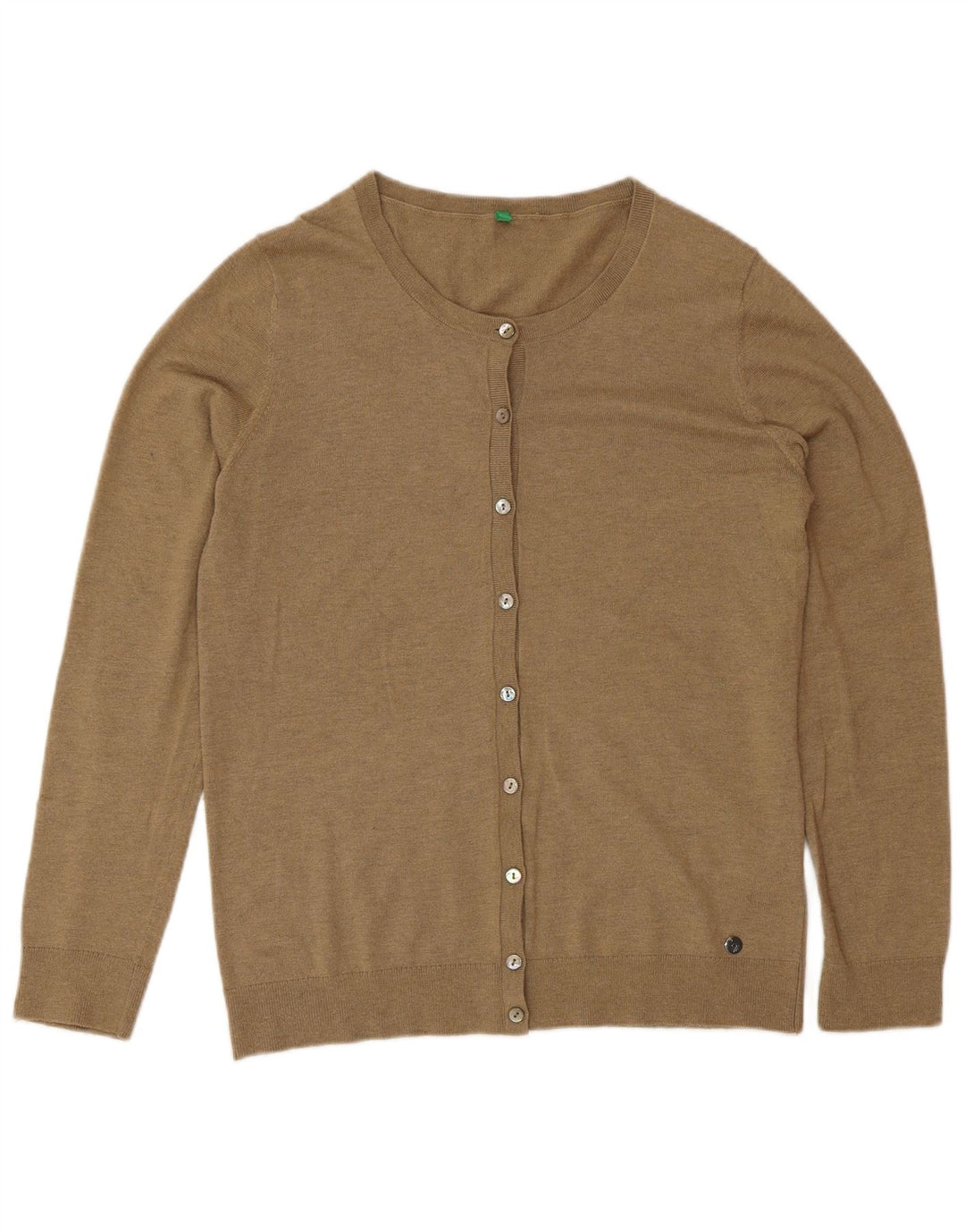 Benetton Damen-Cardigan-Pullover UK 12 Mittelbraunes Polyamid