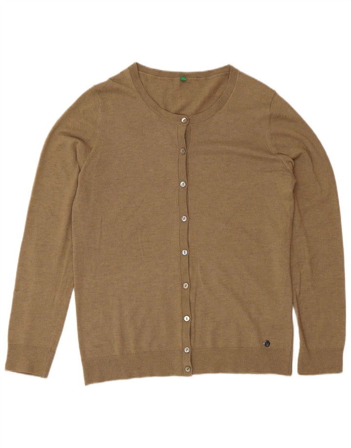 Benetton Damen-Cardigan-Pullover UK 12 Mittelbraunes Polyamid