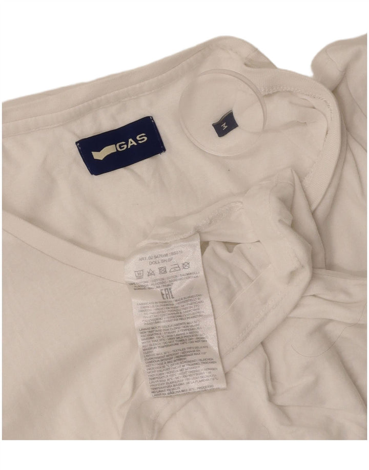 GAS Damen T-Shirt Top UK 12 Mittelweiße Baumwolle