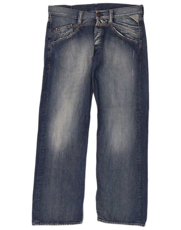 REPLAY Herren Straight Jeans W36 L34 Blaue Baumwolle