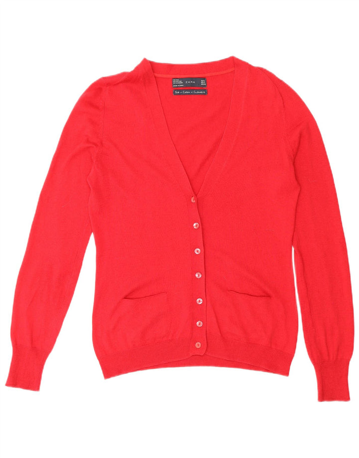 Zara Damen-Cardigan-Pullover UK 10 Kleine rote Seide