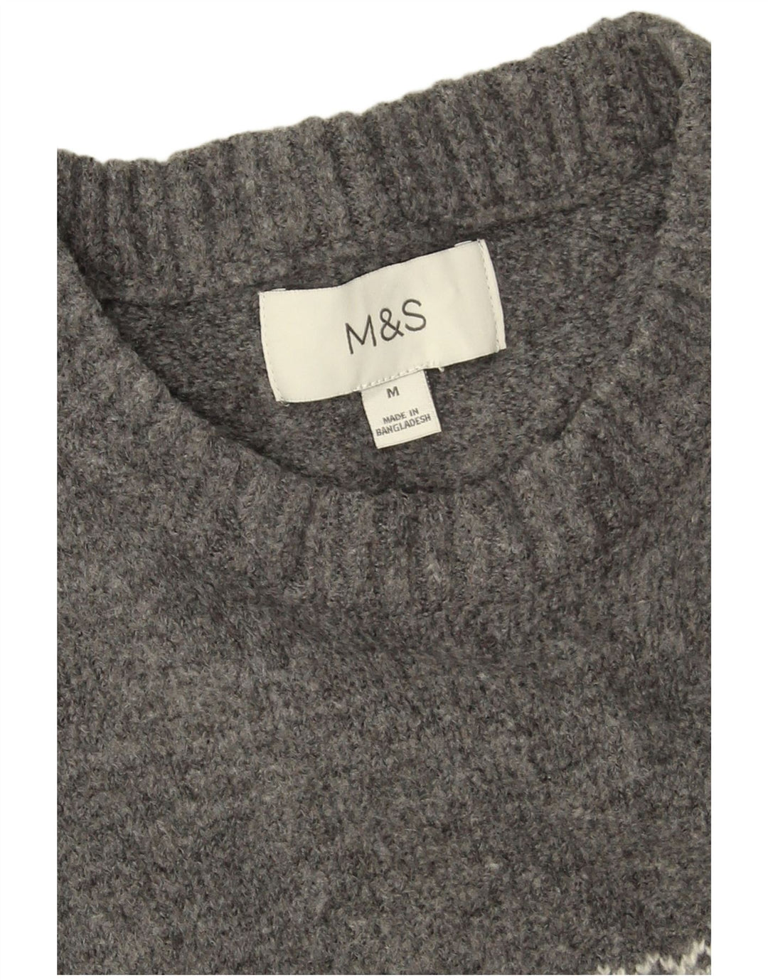 Marks & Spencer Herren-Pullover mit Rundhalsausschnitt, Mittelgrau, Fair Isle