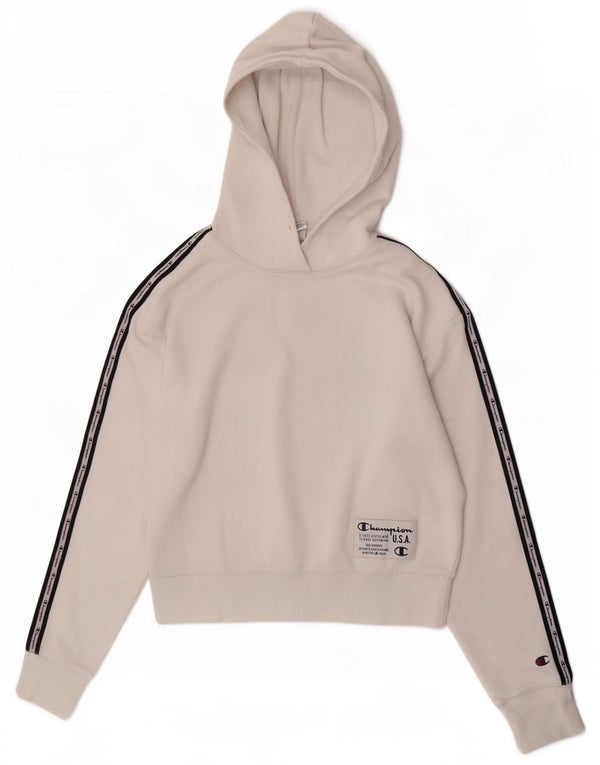 Champion Damen-Kapuzenpullover mit Grafik, UK 14, Mittelweiß, Farbblock