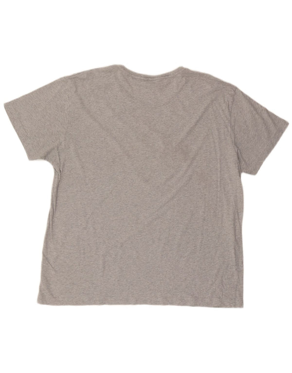 Gant Herren-Grafik-T-Shirt-Oberteil 4XL aus grau gesprenkelter Baumwolle