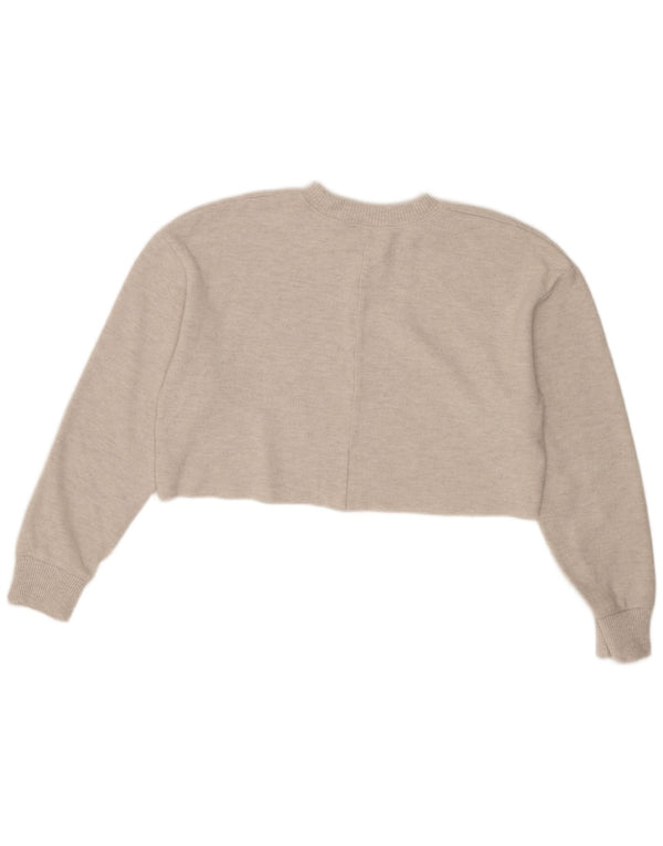 Zara Damen Crop Bluse Top UK 14 Medium Beige