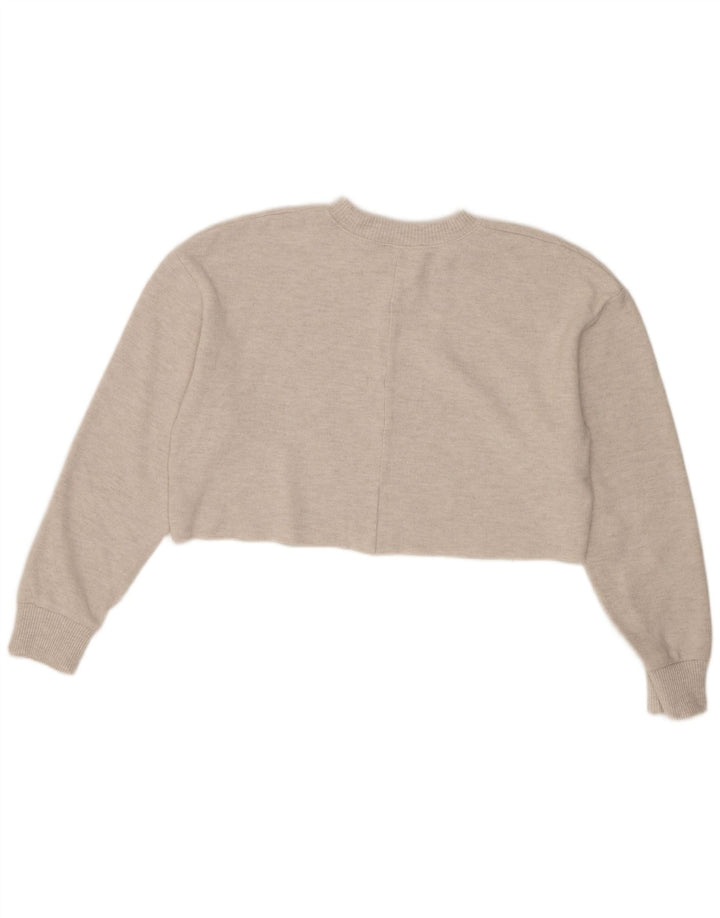 Zara Damen Crop Bluse Top UK 14 Medium Beige