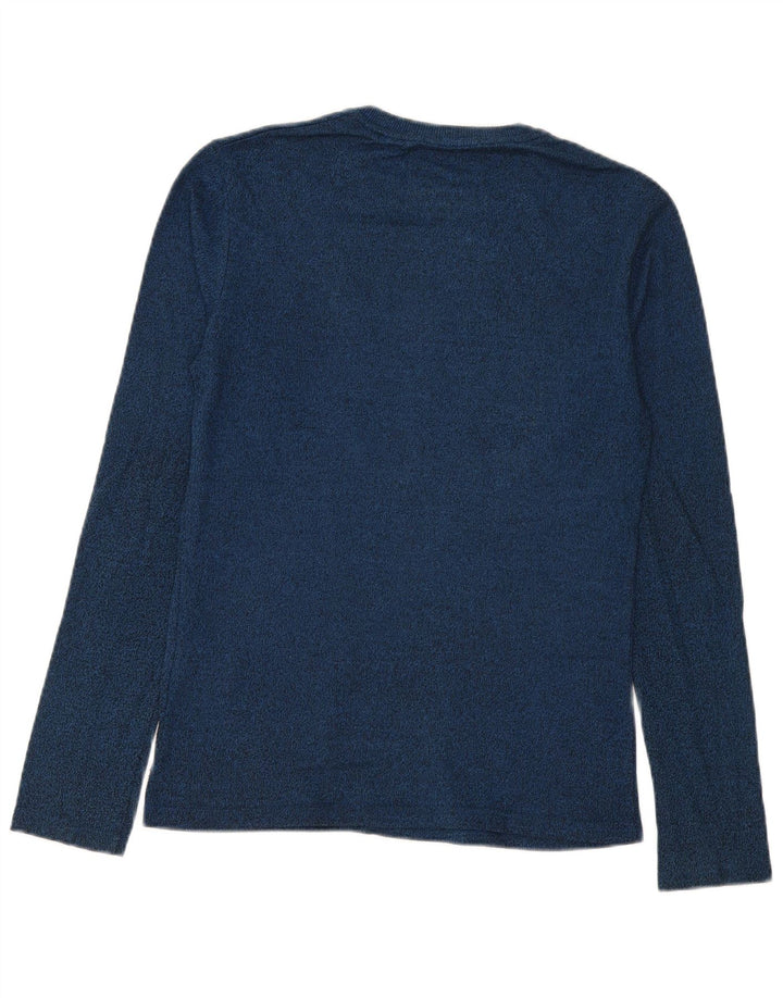 Superdry Herren Grafik-Oberteil, langärmelig, klein, blau gefleckte Baumwolle
