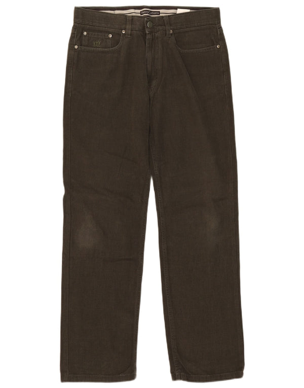 HENRY COTTONS Mens Straight Casual Trousers W33 L30 Khaki Cotton