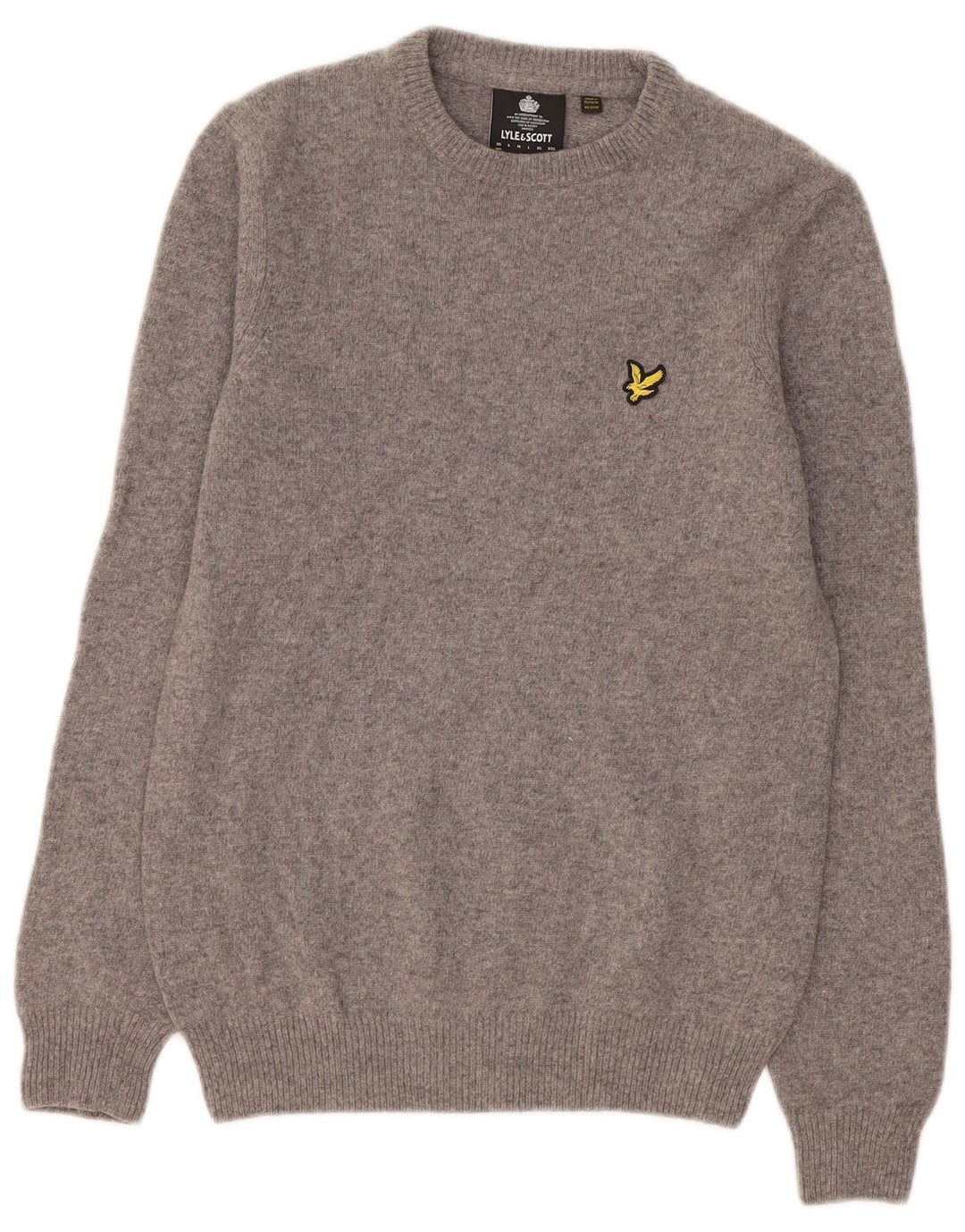 Lyle & Scott Herren-Pullover mit Rundhalsausschnitt, XS, graue Wolle