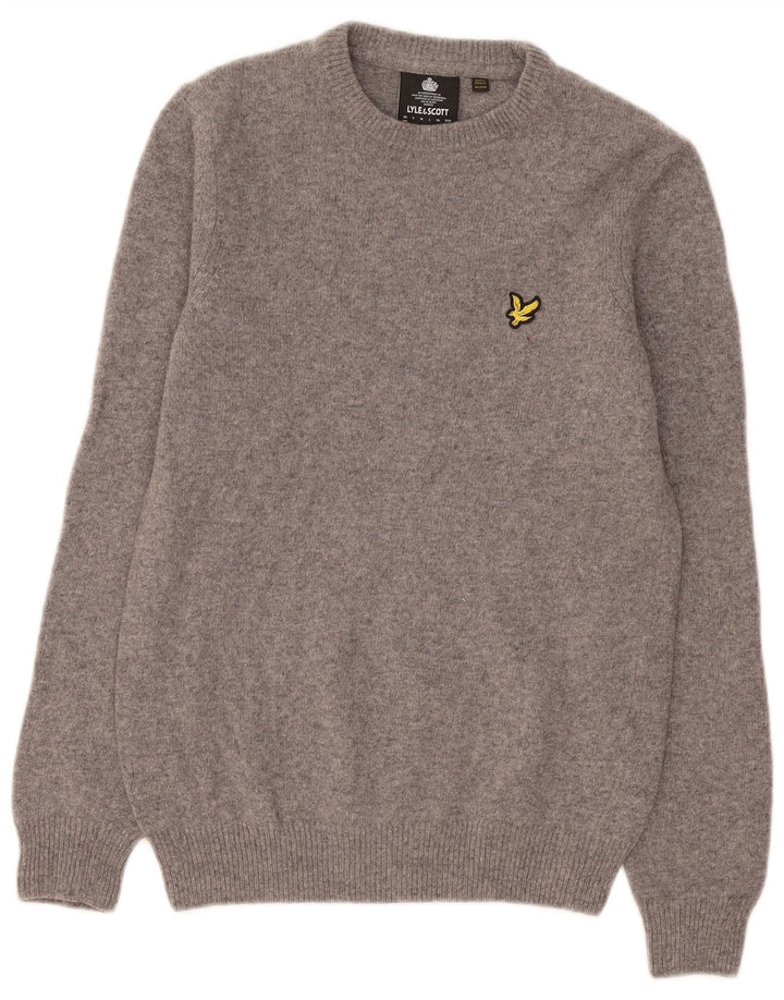 Lyle & Scott Herren-Pullover mit Rundhalsausschnitt, XS, graue Wolle