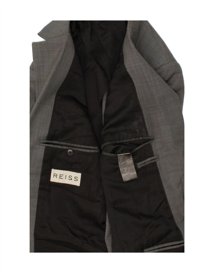 REISS Mens 1 Button Blazer Jacket UK 36 Small Grey Wool Vintage Reiss and Second-Hand Reiss from Messina Hembry 