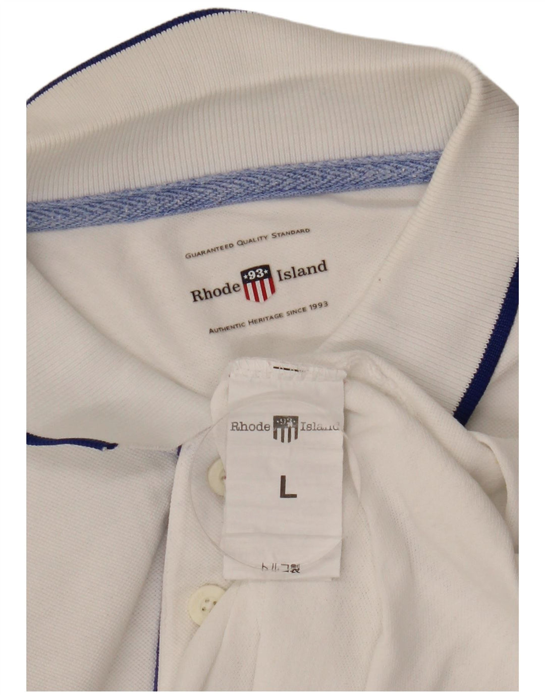 Rhode Island Herren-Poloshirt mit Grafik, groß, aus weißer Baumwolle