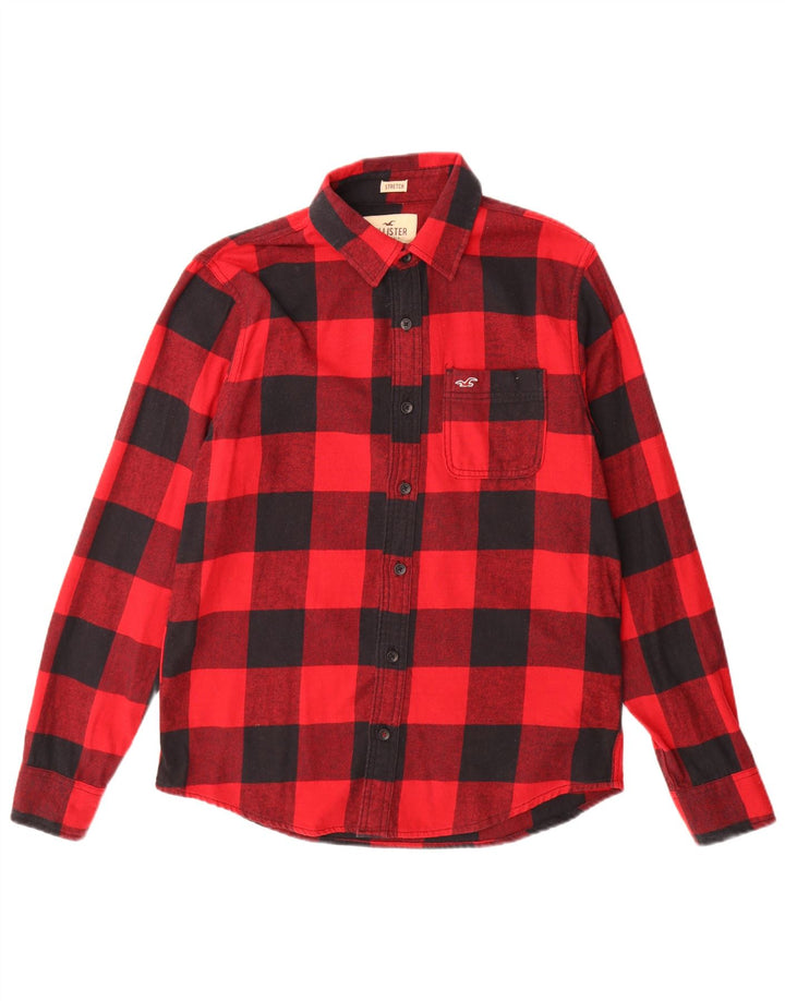Hollister Herren-Flanellhemd aus mittelroter Gingham-Baumwolle