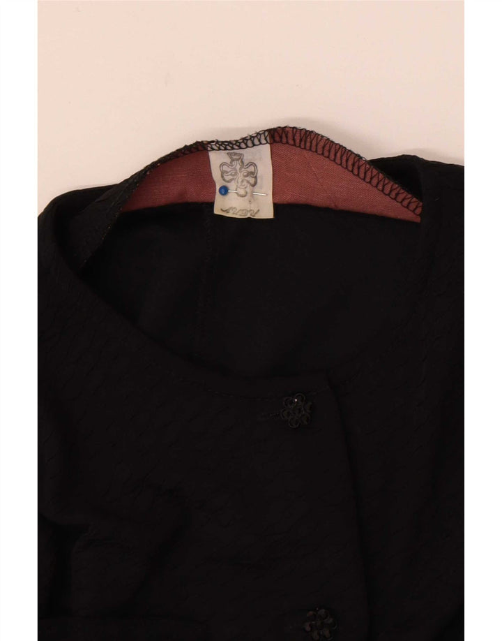 Vintage Damen Hemdbluse UK 12 Medium Schwarz