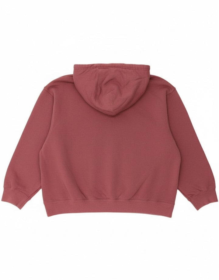 ADIDAS Womens Oversized Hoodie Jumper UK 14 Medium Maroon Cotton