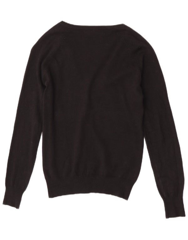 Zara Damen-Cardigan-Pullover UK 12 Mittelschwarze Baumwolle