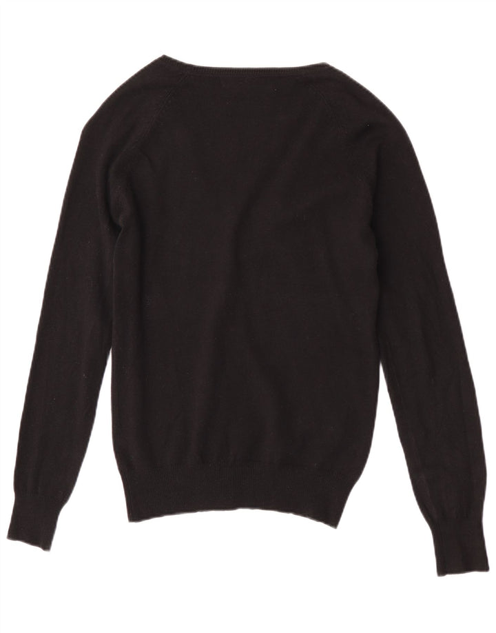 Zara Damen-Cardigan-Pullover UK 12 Mittelschwarze Baumwolle