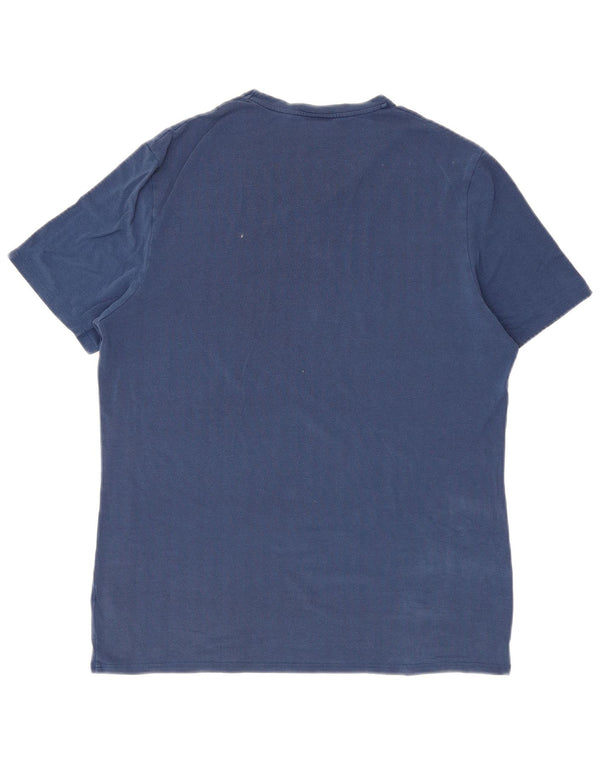 Fila Herren T-Shirt Top XL Blaue Fischgrätenbaumwolle