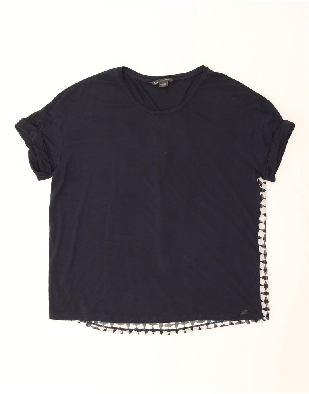 Armani Exchange Damen T-Shirt Top UK 14 Medium Marineblau Geometrisch