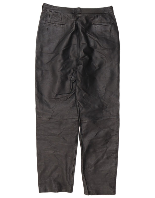 Vintage Damen Gerade Kunstlederhose W30 L29 Schwarz