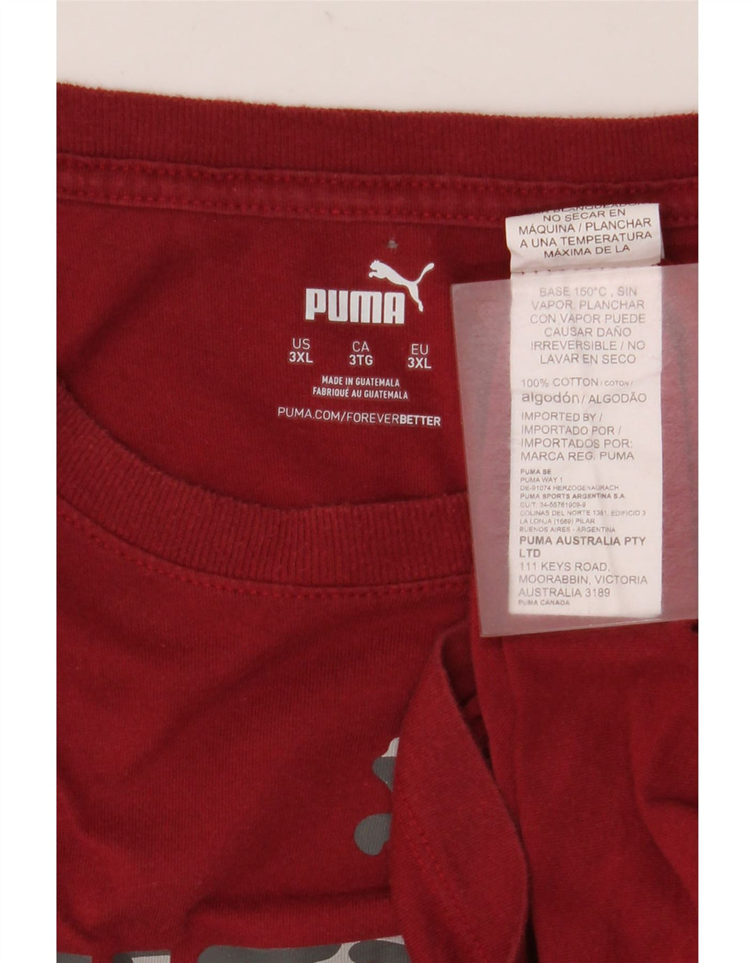 Puma Herren Grafik T-Shirt Top 3XL Rot Baumwolle