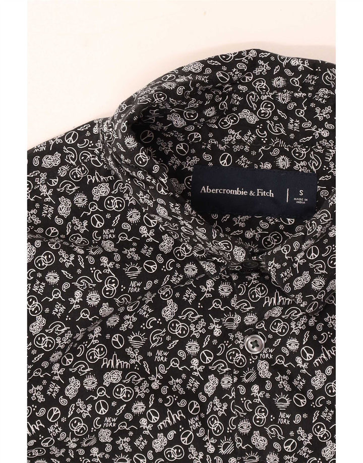 Abercrombie & Fitch Herren-Hemd mit abstraktem Muster, Größe S, Schwarz